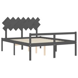Lit pour personne âgée sans matelas gris bois massif 