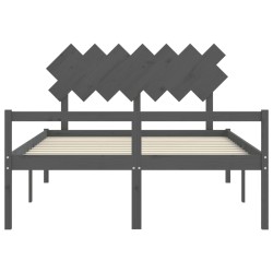Lit pour personne âgée sans matelas gris bois massif 