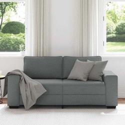 Canapé à 2 places gris foncé 140 cm tissu 