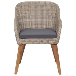 Chaises d'extérieur et coussins lot de 2 Résine tressée Marron 
