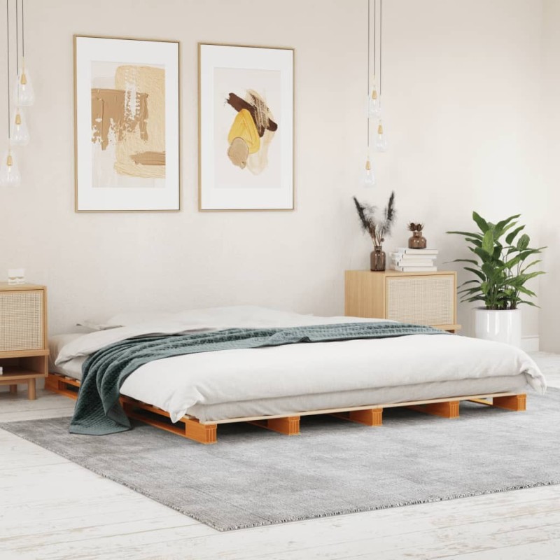 Lit de palette sans matelas cire marron 180x200 cm pin massif Lit de palette sans matelas cire marron 180x200 cm pin massif