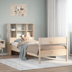 Lit bibliothèque sans matelas 90x200 cm bois de pin massif 