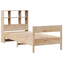 Lit bibliothèque sans matelas 90x200 cm bois de pin massif 