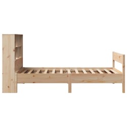 Lit bibliothèque sans matelas 90x200 cm bois de pin massif 