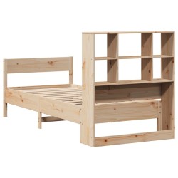 Lit bibliothèque sans matelas 90x200 cm bois de pin massif 