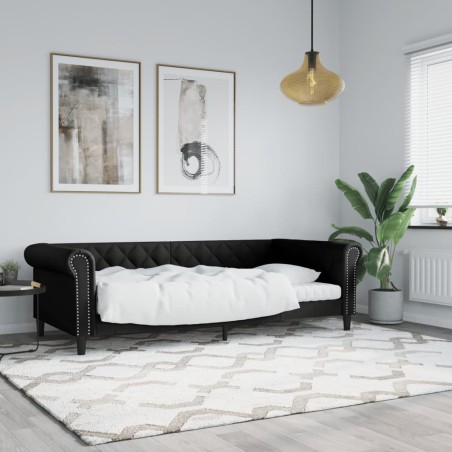 Lit de jour sans matelas noir 90x190 cm similicuir 