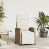 Chaise de jardin inclinable et table d'appoint beige polyrotin 