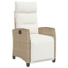Chaise de jardin inclinable et table d'appoint beige polyrotin 
