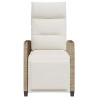 Chaise de jardin inclinable et table d'appoint beige polyrotin 