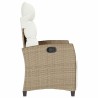 Chaise de jardin inclinable et table d'appoint beige polyrotin 
