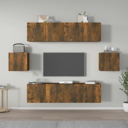 Ensemble de meubles TV 6 pcs Chêne fumé Bois d'ingénierie 
