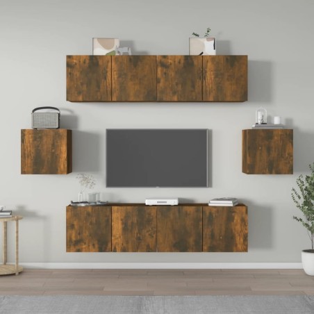 Ensemble de meubles TV 6 pcs Chêne fumé Bois d'ingénierie 