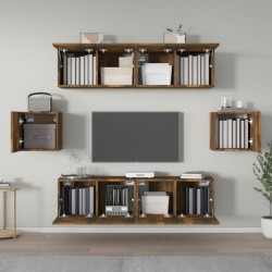 Ensemble de meubles TV 6 pcs Chêne fumé Bois d'ingénierie 