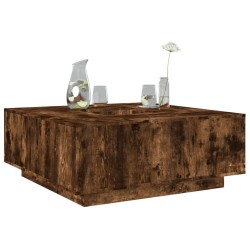Table basse chêne fumé 100x100x40 cm bois d'ingénierie 