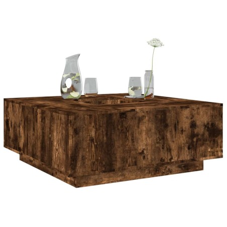 Table basse chêne fumé 100x100x40 cm bois d'ingénierie 