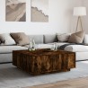 Table basse chêne fumé 100x100x40 cm bois d'ingénierie 