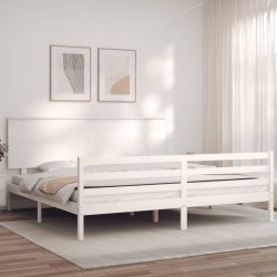 Cadre de lit sans matelas blanc 200x200 cm bois massif 