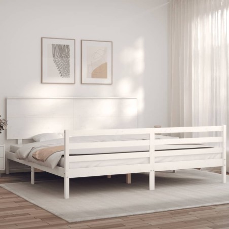 Cadre de lit sans matelas blanc 200x200 cm bois massif 