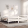Cadre de lit sans matelas blanc 200x200 cm bois massif 