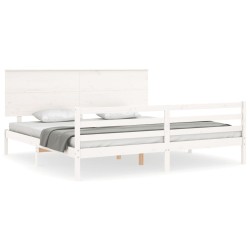 Cadre de lit sans matelas blanc 200x200 cm bois massif 