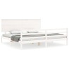 Cadre de lit sans matelas blanc 200x200 cm bois massif 