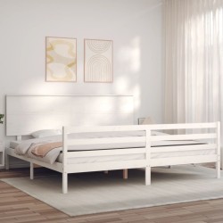 Cadre de lit sans matelas blanc 200x200 cm bois massif 
