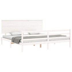 Cadre de lit sans matelas blanc 200x200 cm bois massif 
