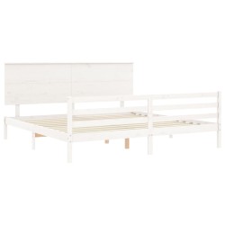 Cadre de lit sans matelas blanc 200x200 cm bois massif 