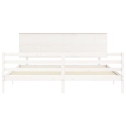 Cadre de lit sans matelas blanc 200x200 cm bois massif 