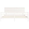 Cadre de lit sans matelas blanc 200x200 cm bois massif 