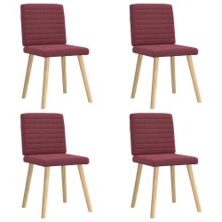 Chaises à manger lot de 4 rouge bordeaux tissu 