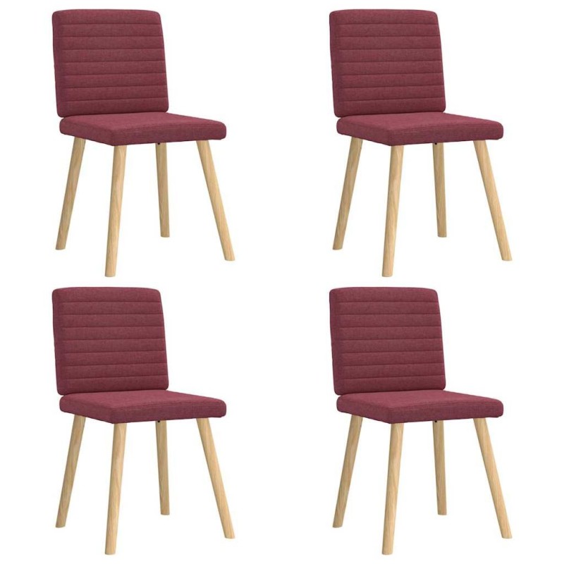Chaises à manger lot de 4 rouge bordeaux tissu 