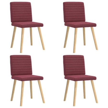 Chaises à manger lot de 4 rouge bordeaux tissu 