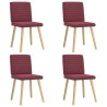 Chaises à manger lot de 4 rouge bordeaux tissu 