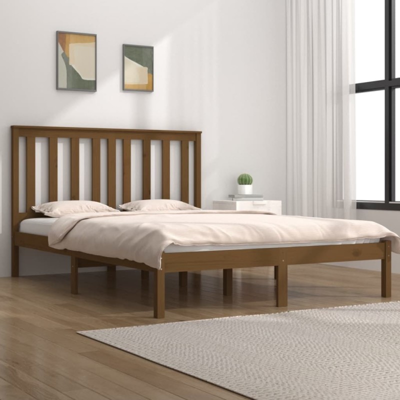 Cadre de lit sans matelas marron miel bois massif 200x200 cm 