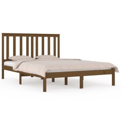 Cadre de lit sans matelas marron miel bois massif 200x200 cm 