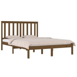Cadre de lit sans matelas marron miel bois massif 200x200 cm 