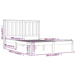 Cadre de lit sans matelas marron miel bois massif 200x200 cm 