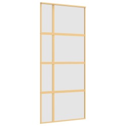 Porte coulissante doré 90x205 cm verre ESG dépoli et aluminium 