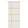 Porte coulissante doré 90x205 cm verre ESG dépoli et aluminium 