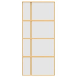 Porte coulissante doré 90x205 cm verre ESG dépoli et aluminium 
