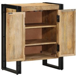 Cabinet à chaussuresNoir 30x30x40 cm en bois de manguier massif et acier 