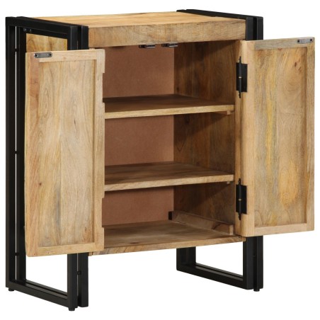 Cabinet à chaussuresNoir 30x30x40 cm en bois de manguier massif et acier 