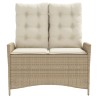 Banc inclinable de jardin avec coussins beige résine tressée 
