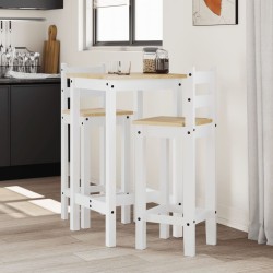 Ensemble de bar 3 pcs Blanc Bois de pin massif 