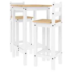 Ensemble de bar 3 pcs Blanc Bois de pin massif 