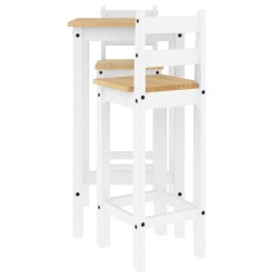 Ensemble de bar 3 pcs Blanc Bois de pin massif 