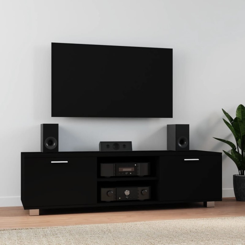 Meuble TV Noir 140x40,5x35 cm Bois d'ingénierie Meuble TV Noir 140x40,5x35 cm Bois d'ingénierie