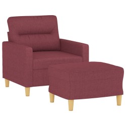Fauteuil avec repose-pied Rouge bordeaux 60 cm Tissu 