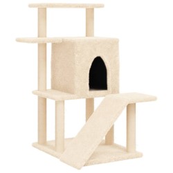 Arbre à chat avec griffoirs en sisal crème 97 cm 